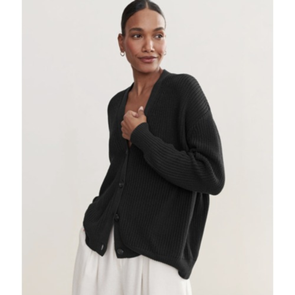 Jenni Kayne Coccoon Cardigan Size Small Rib Knit Button Front Oversized Sweater
